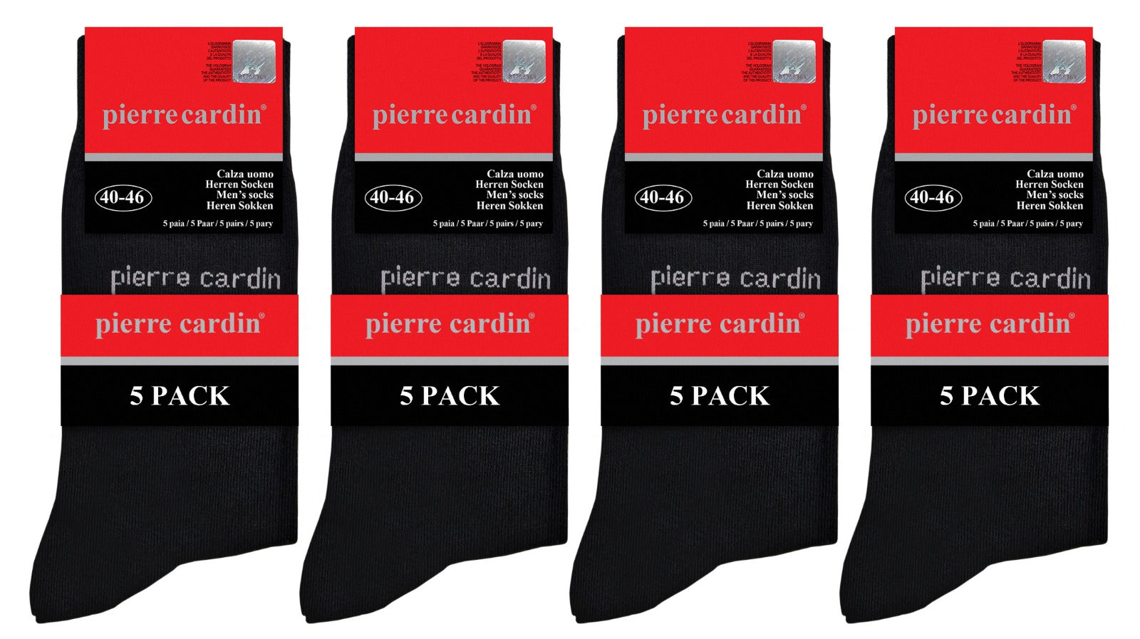 Pierre Cardin® - Herensokken Katoen - Normale Sokken - Multi Pack - 20 Paar - Maat 40/46 - Zwart