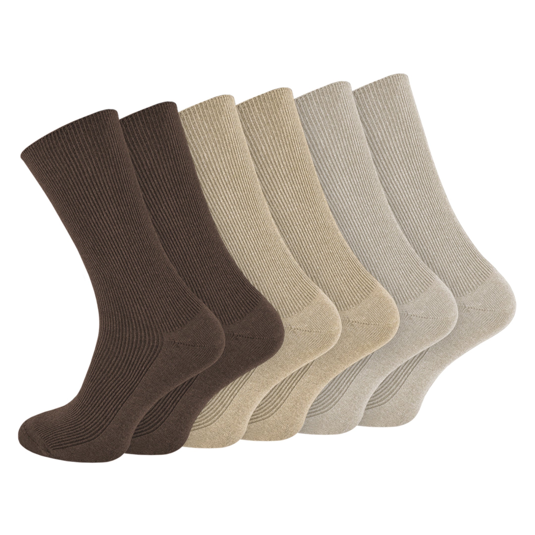 Calzera 6 Paar Diabetes Sokken - Multi Color Bruin Mix - Wijde Boord - Sokken Zonder Elastiek - Non Elastische Top - Anti-Press - Medische Sokken - Naadloos - Dames en Heren