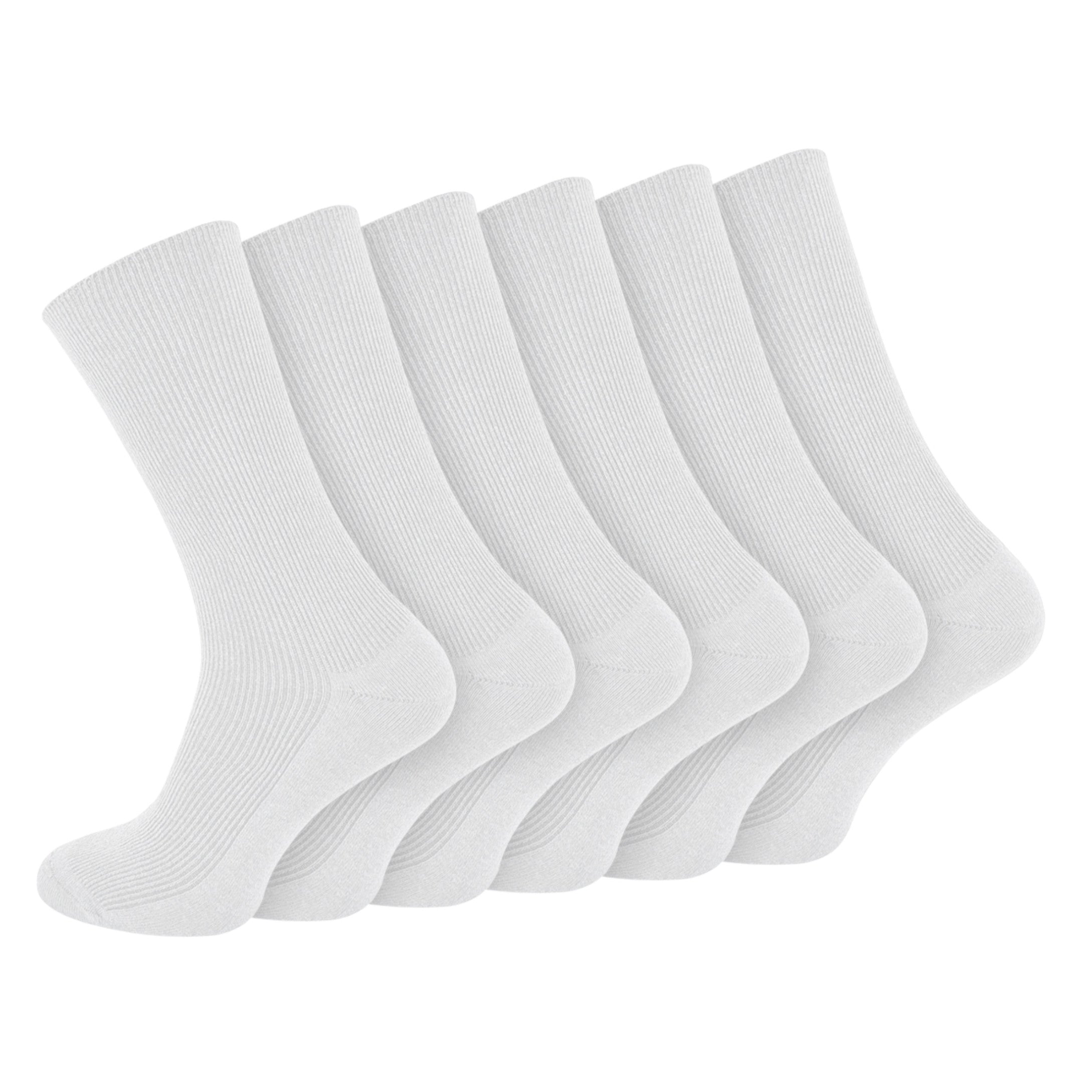 Calzera 6 Paar Diabetes Sokken - Wit - Wijde Boord - Sokken Zonder Elastiek - Non Elastische Top - Anti-Press - Medische Sokken - Naadloos - Dames en Heren
