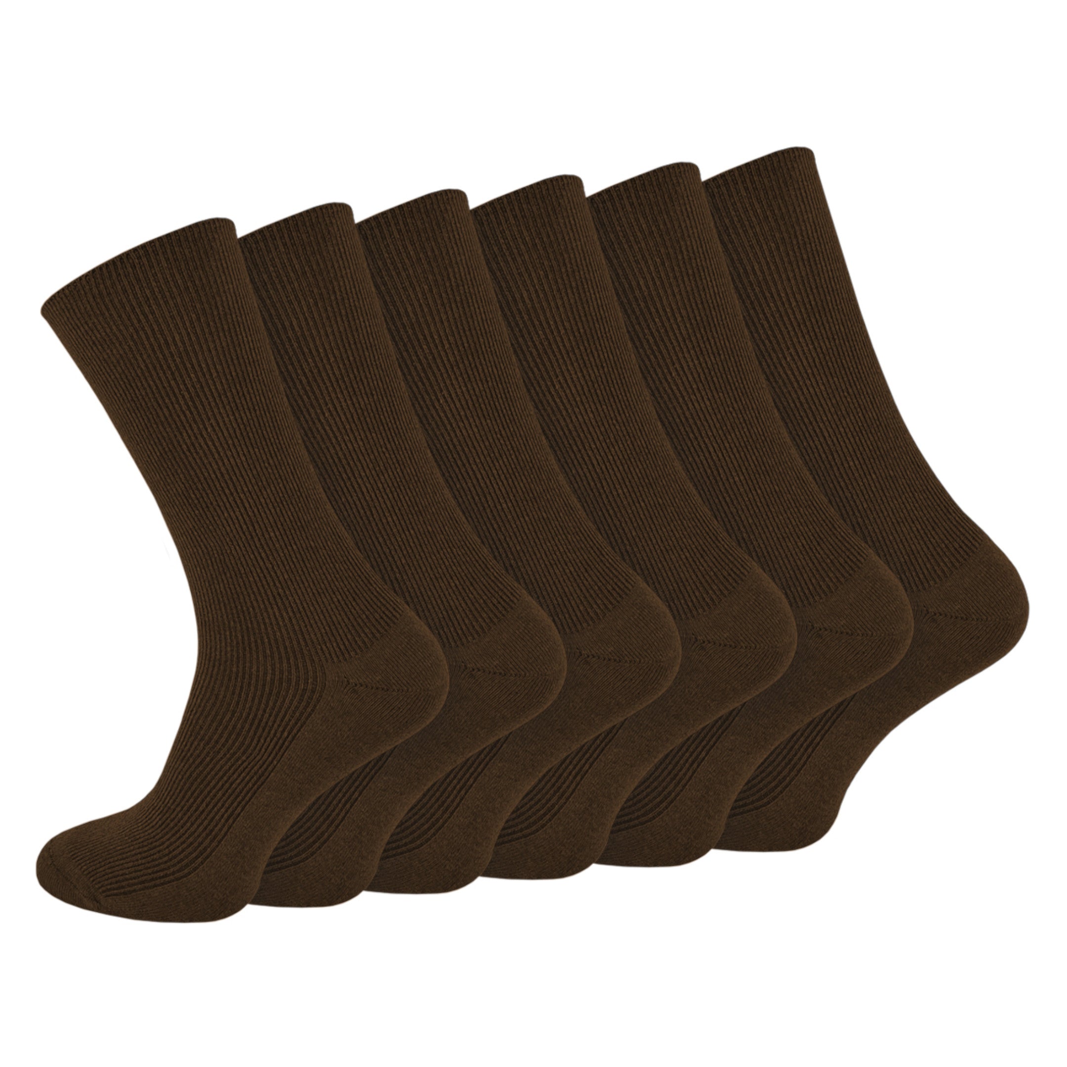 Calzera 6 Paar Diabetes Sokken - Donker Bruin - Wijde Boord - Sokken Zonder Elastiek - Non Elastische Top - Anti-Press - Medische Sokken - Naadloos - Dames en Heren
