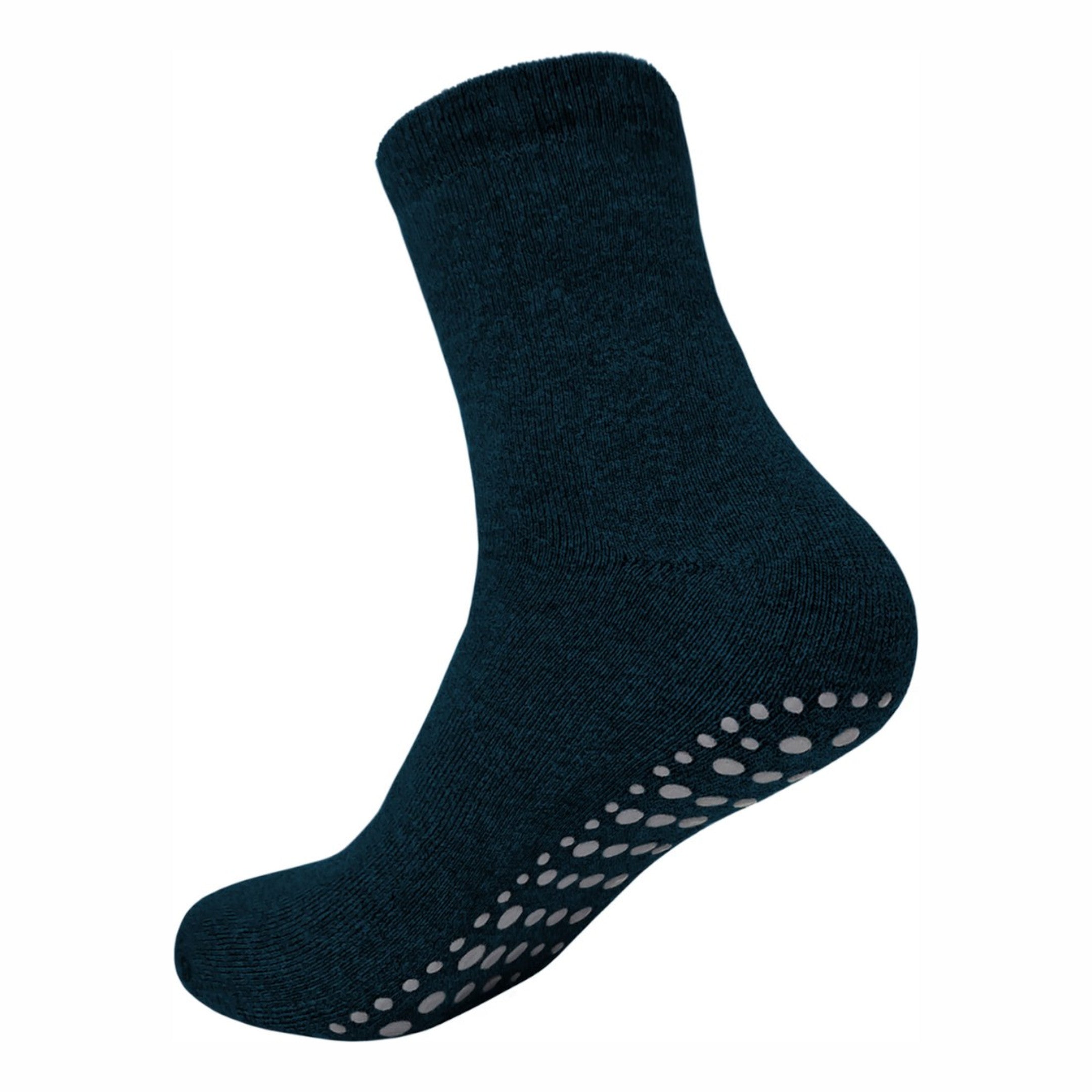 Calzera antislip sok in gedragen vorm zonder been, op een witte achtergrond, waarbij de zool zichtbaar is om de antislip functie te benadrukken.
