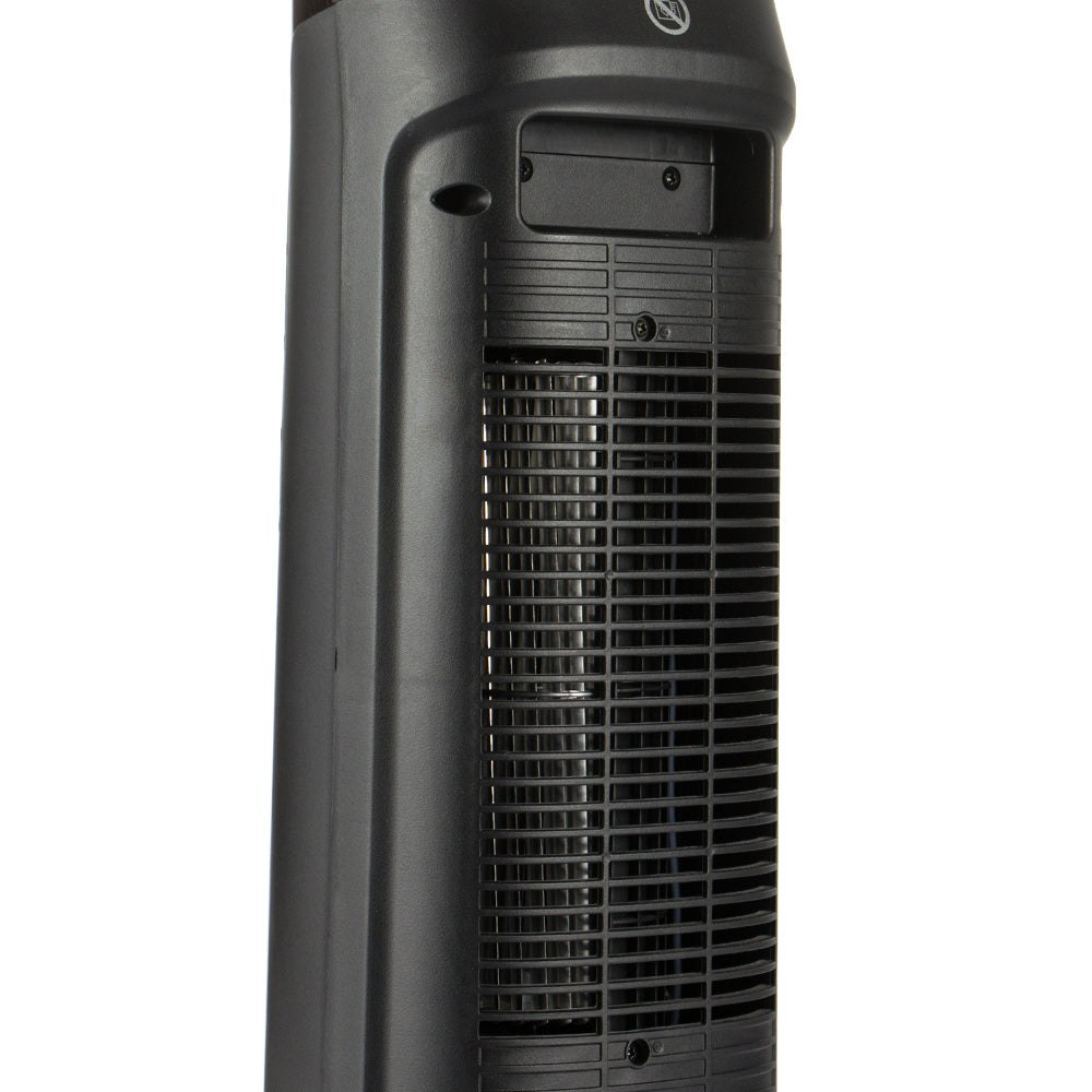 Achteraanzicht van de RAF ventilatorkachel met luchtinlaat en ventilatierooster voor optimale luchtcirculatie